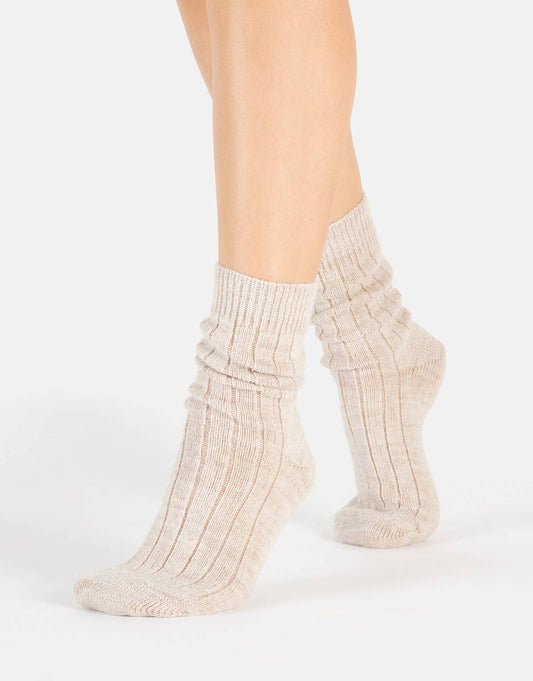Cette - Alpaca Wool Socks Ribbed Pattern, Winter Socks : One Size