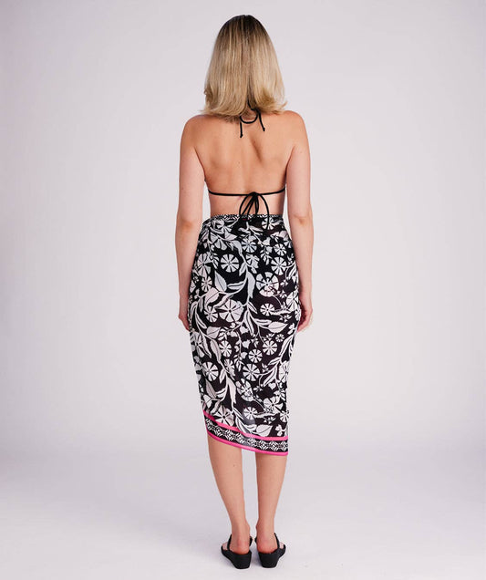Pia Rossini - Mykonos Sarong - Black/White Beach Cover-Up