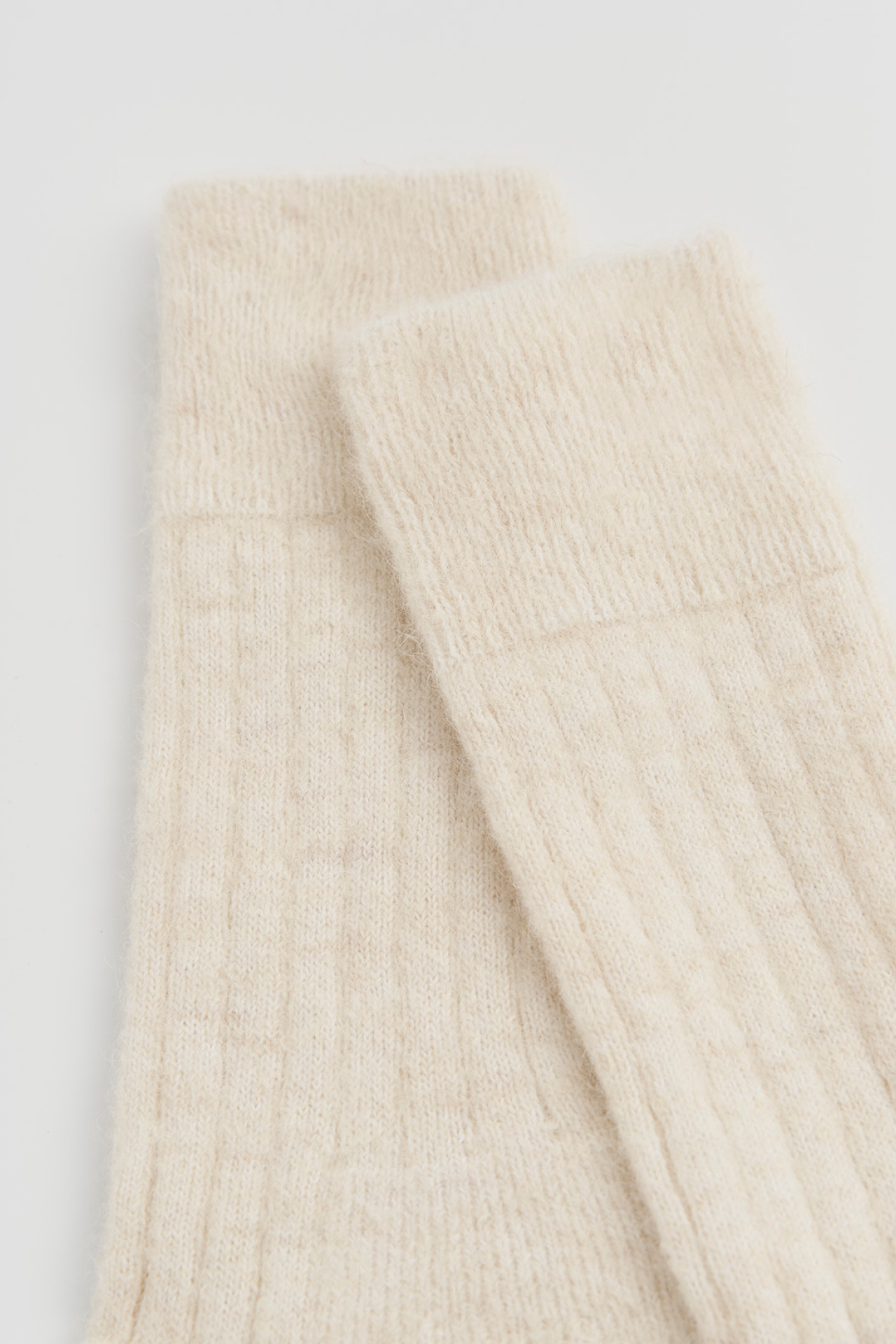 Pairs Ultra Soft Alpaca Ribbed Bed Socks – Clotted Cream | UK 4–7