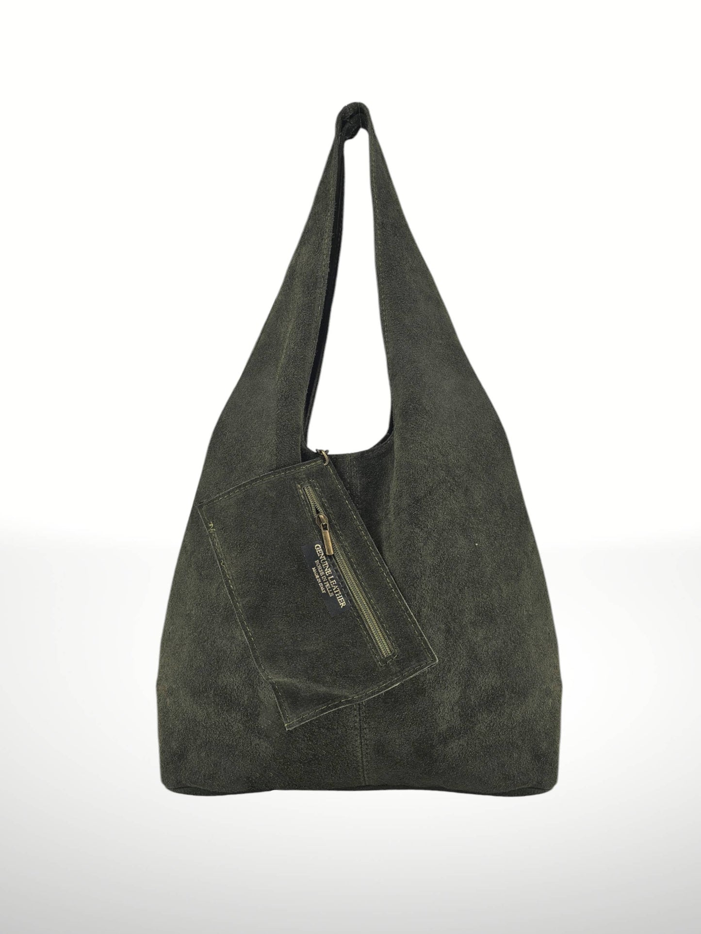 ITALIAN'S LEATHER - Giannina 221024 Suede Leather Shoulder Bag: Green