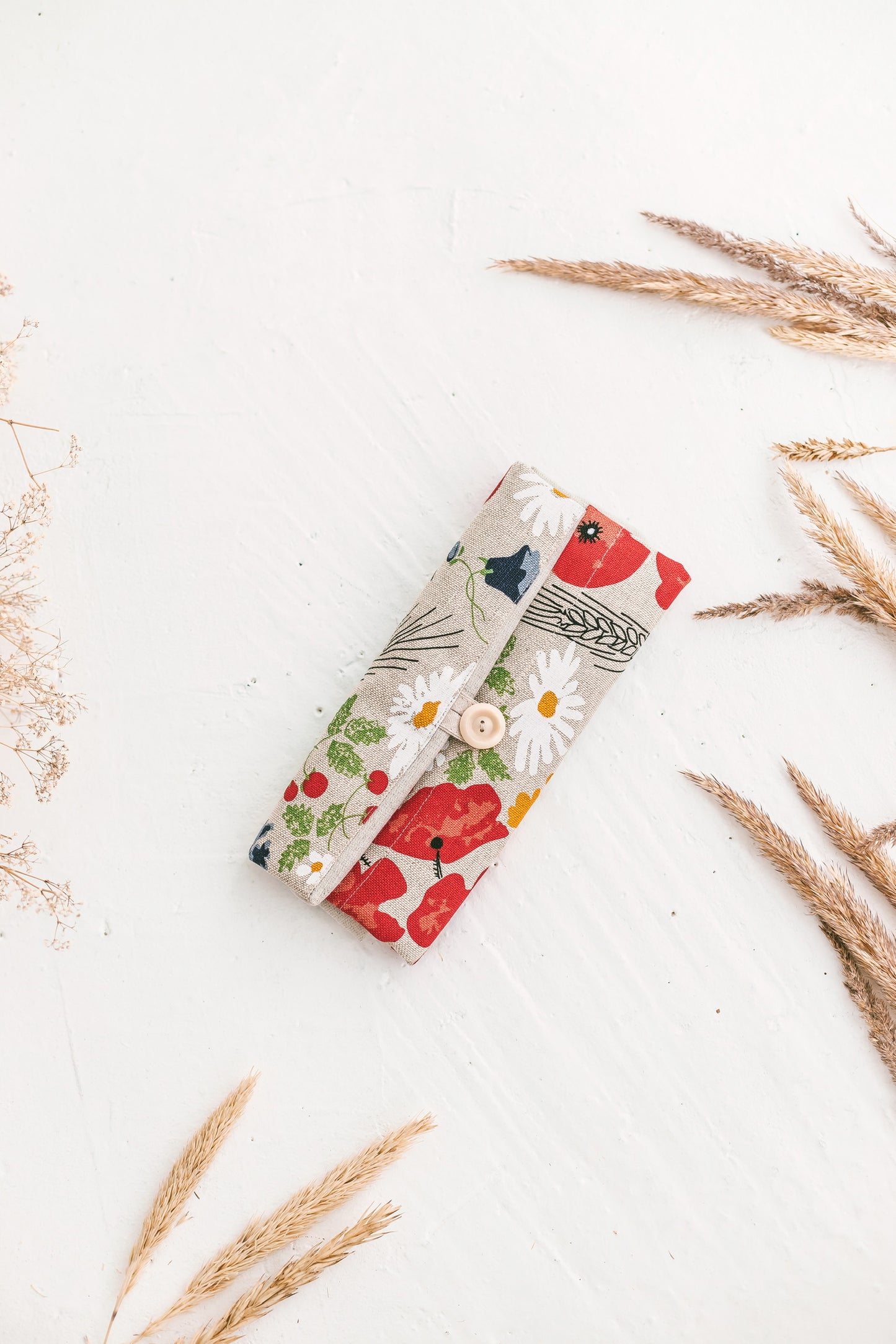 Linen Foldable Tote Bag with Wild Flowers by SaVa Seasons