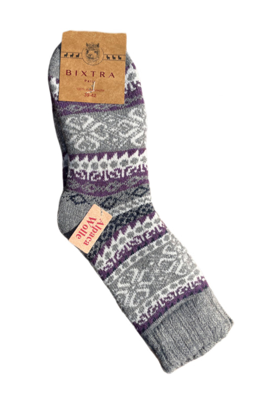 Fair Isle Alpaca Socks Size 35-38