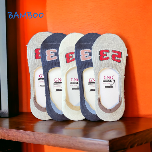 Bamboo Footies Sock Set, Sports Design, 5 Pair Set, Ladies 35-38