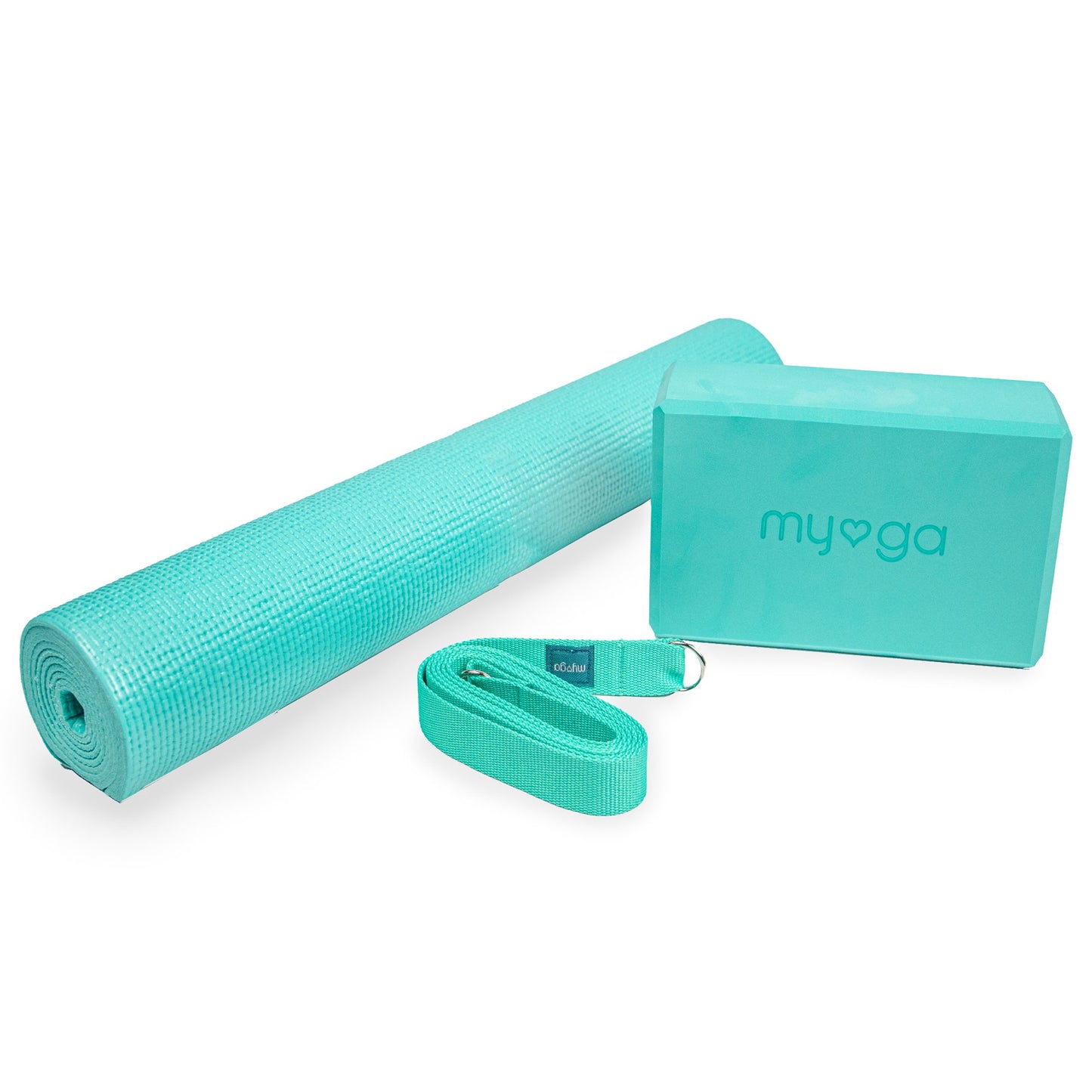 Yoga Starter Kit in Torquoise, Mat, Block and Strap