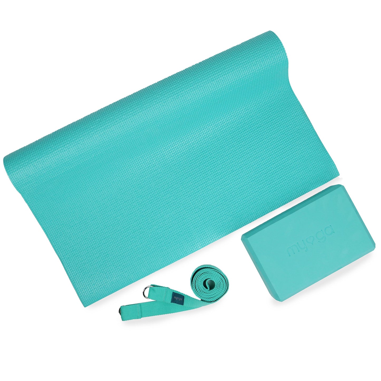 Yoga Starter Kit in Torquoise, Mat, Block and Strap