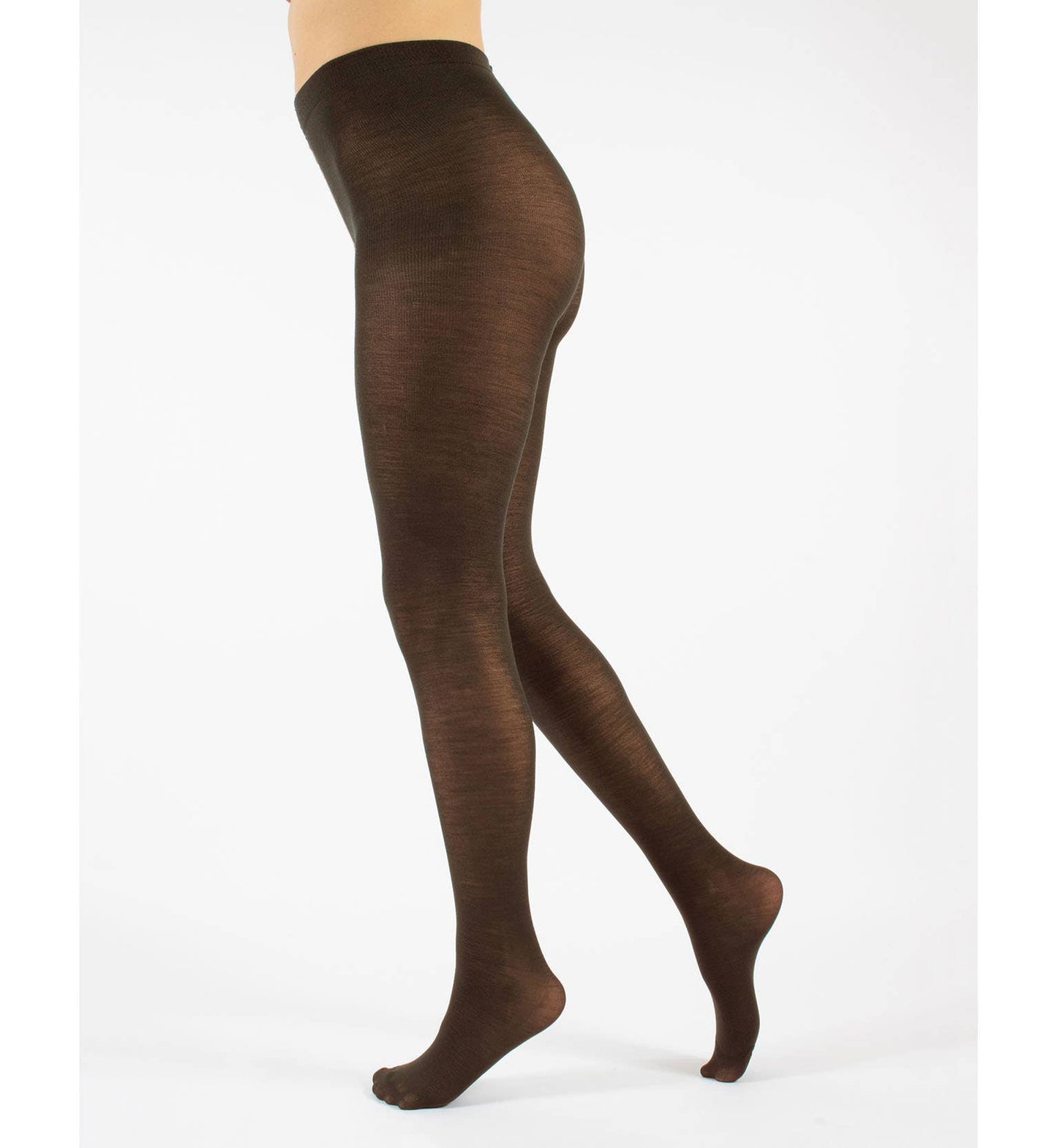 Cette - Merino Wool Tights 100 Denier, Winter Opaque Tights in Chocolate