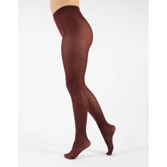 Cette - Merino Wool Tights 100 Denier, Winter Opaque Tights in Bordeaux
