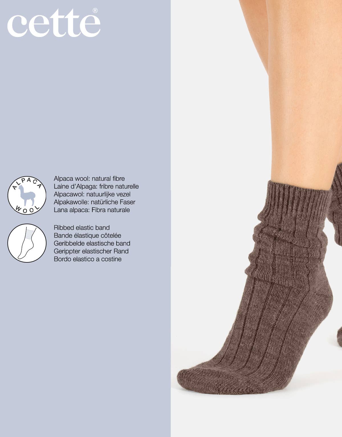Cette - Alpaca Wool Socks Ribbed Pattern, Winter Socks : One Size