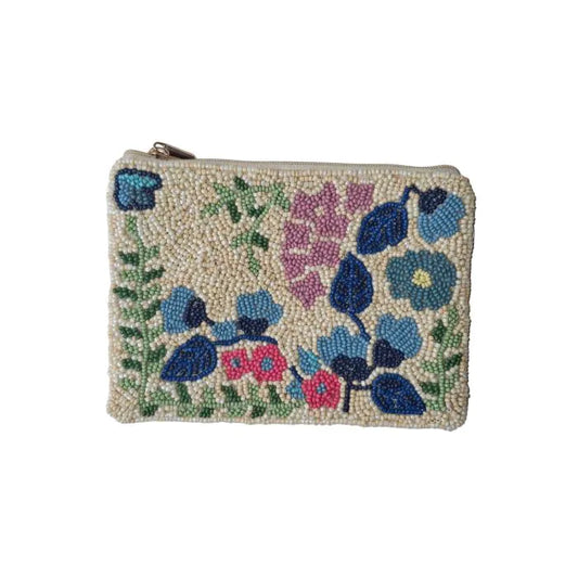 Earth Squared Cream Floral Beaded Purse