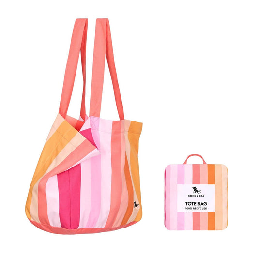 Dock & Bay UK - Dock & Bay Foldaway Tote Bags - Miami Sorbet: Medium (39x19cm)