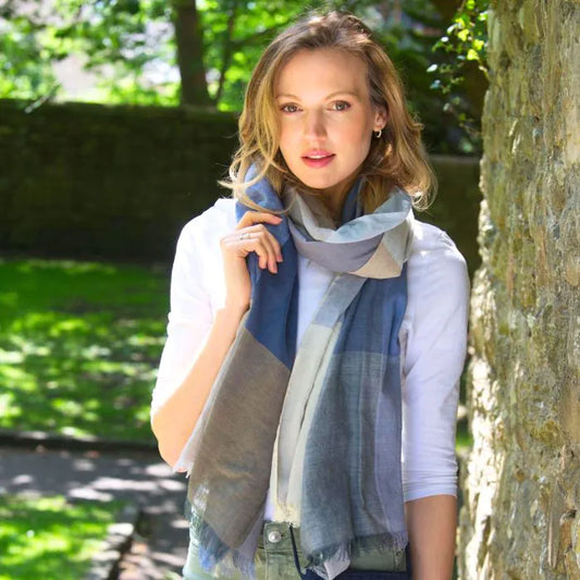 Checked Scarf Tweed Inspired Cotton by Earth Squared