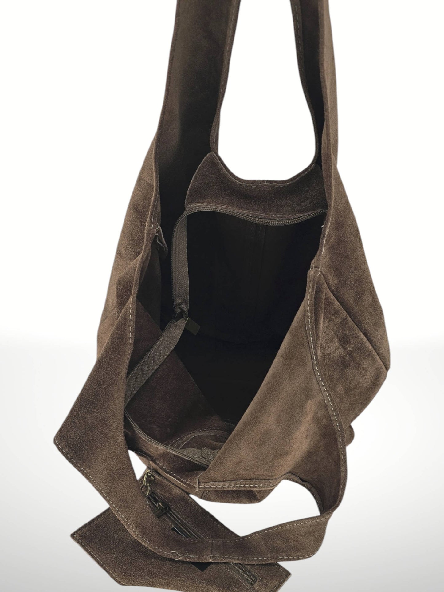 ITALIAN'S LEATHER - Giannina 221024 Suede Leather Shoulder Bag: Green