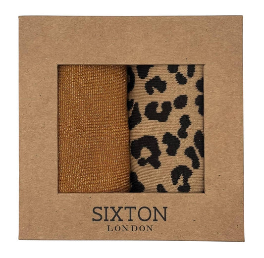 Sixton London - Copper Tokyo & Sand Leopard Sock Box Duo
