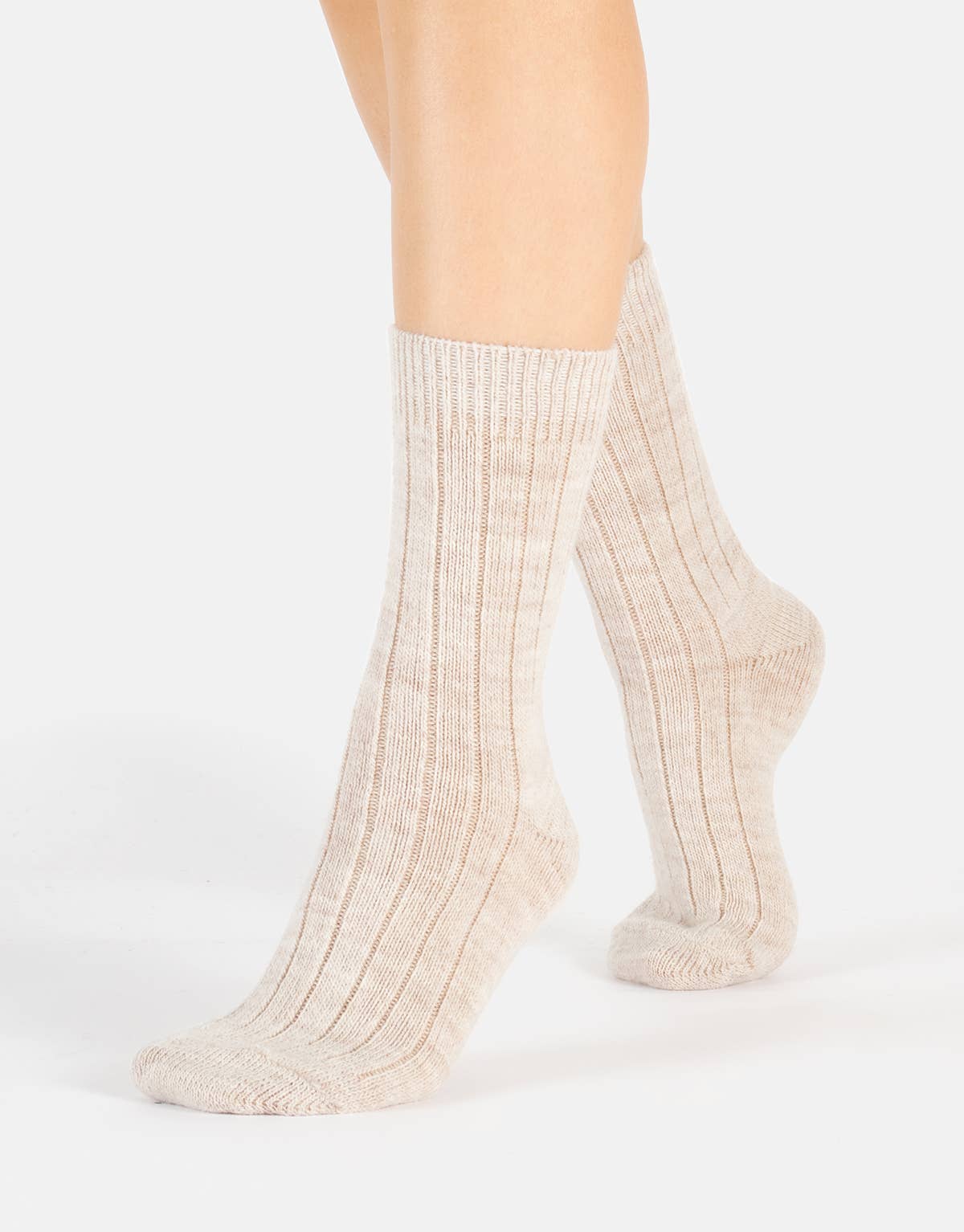 Cette - Alpaca Wool Socks Ribbed Pattern, Winter Socks : One Size