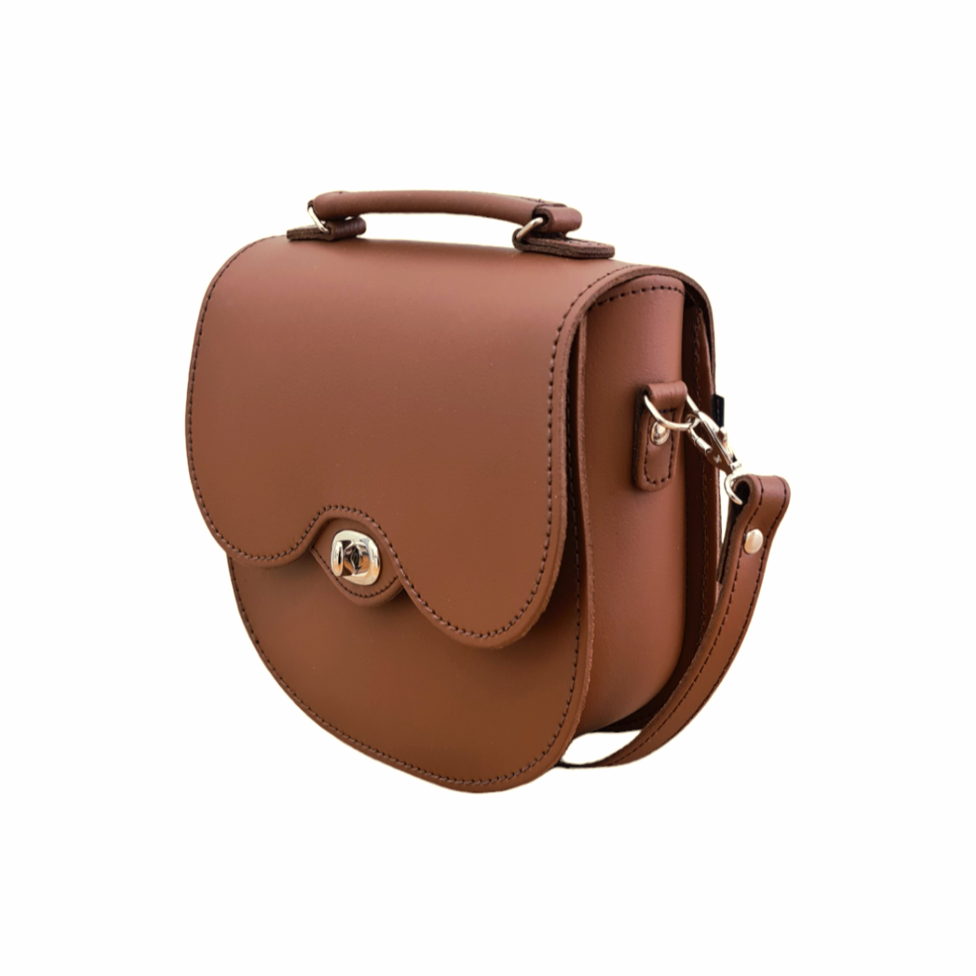 Zatchels - Handmade Leather Twist Lock Saddle Bag in  Chestnut