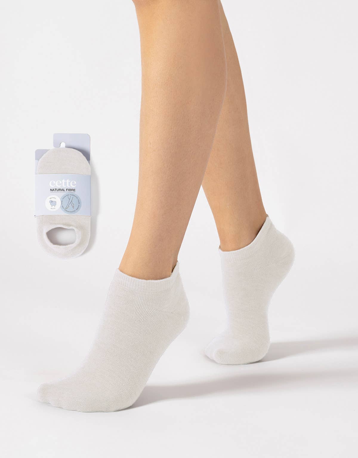 Cette - Merino Wool Footies Wool Invisible Socks Trainer Warm Socks: Wood Smoke / 35/38