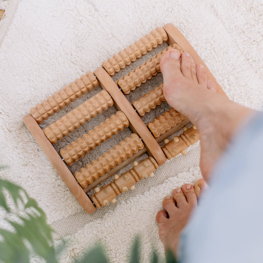 Croll & Denecke Traditional Lotus Wood 10-Roller Foot Massager