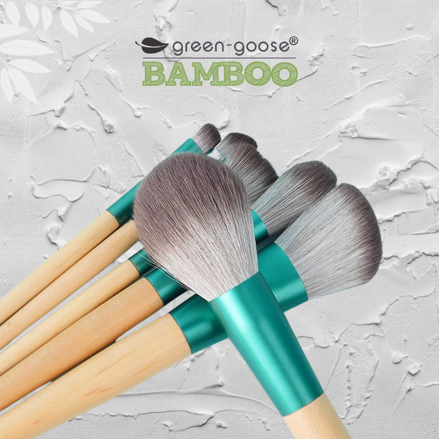 Eco Make Up Brush Set with Bag | 10 pieces | Green Goose