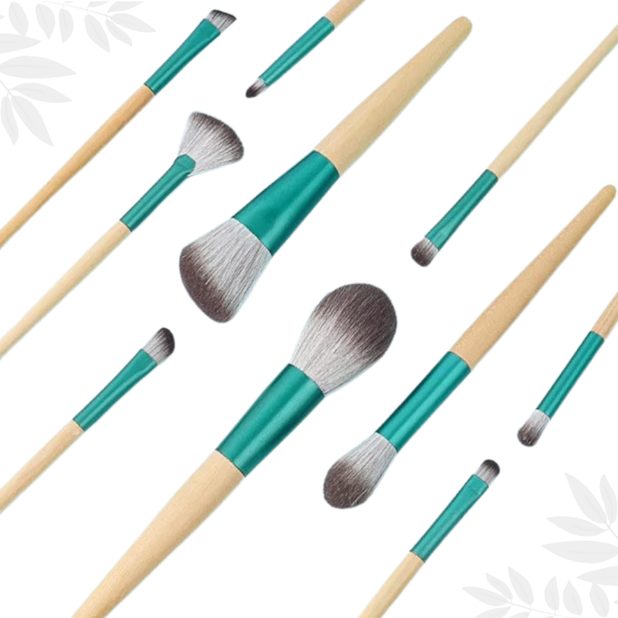 Eco Make Up Brush Set with Bag | 10 pieces | Green Goose