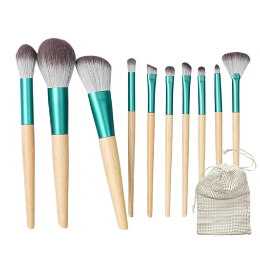 Eco Make Up Brush Set with Bag | 10 pieces | Green Goose