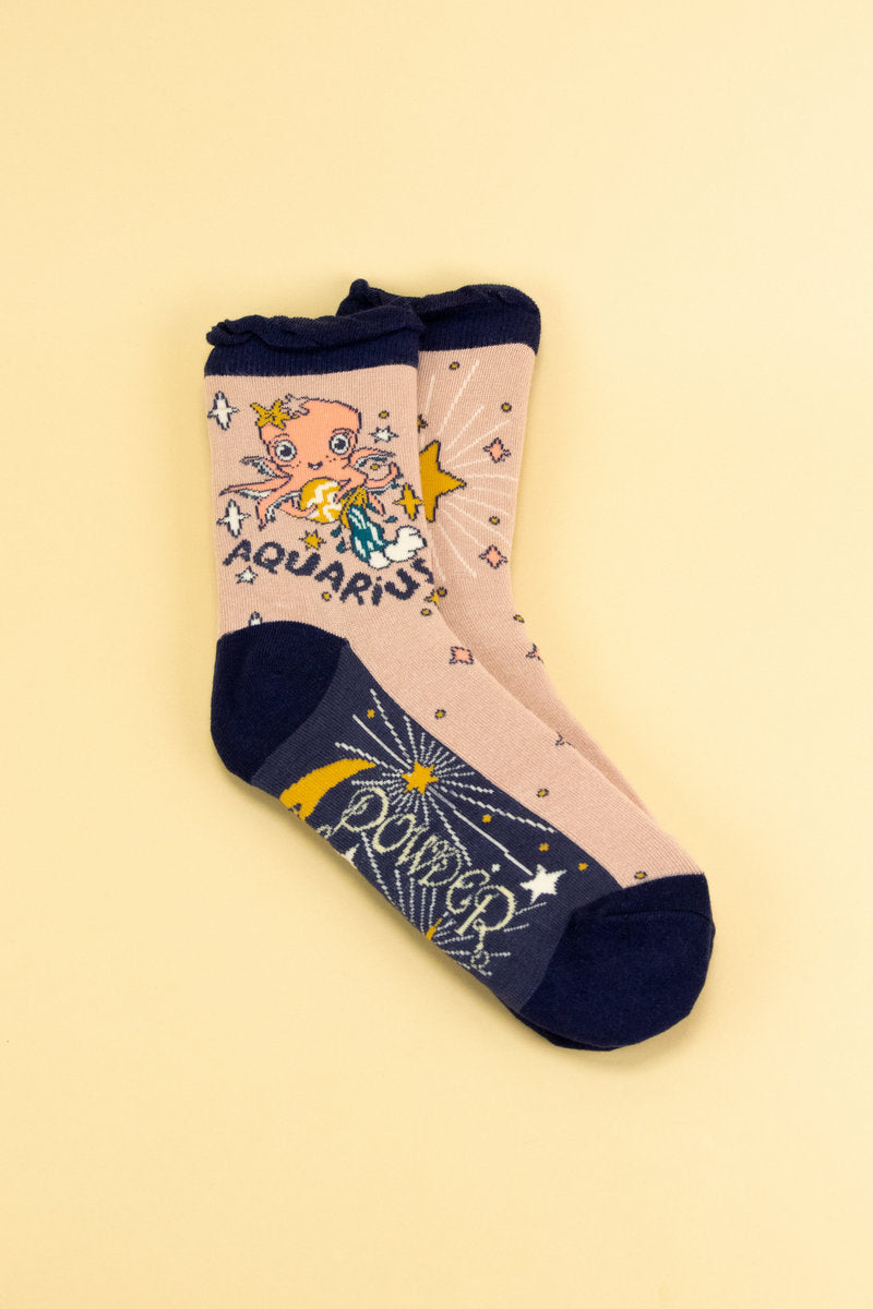 Zodiac Aquarius Ladies Ankle Socks