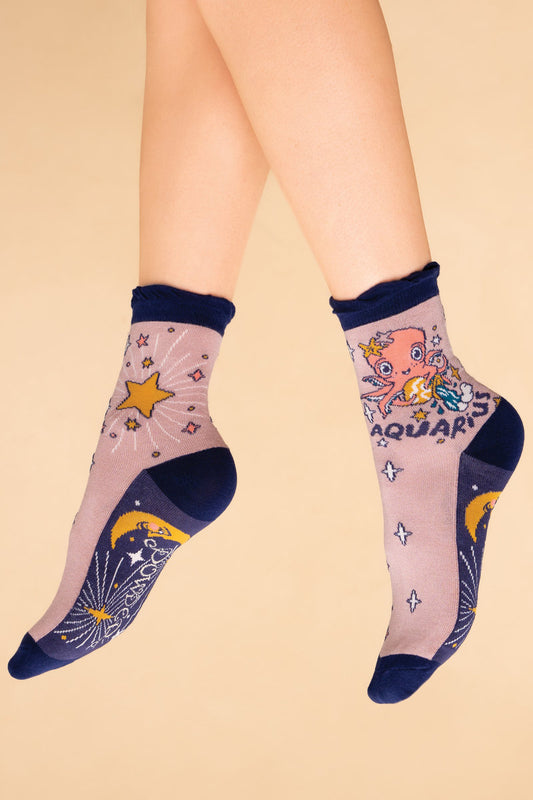 Zodiac Aquarius Ladies Ankle Socks