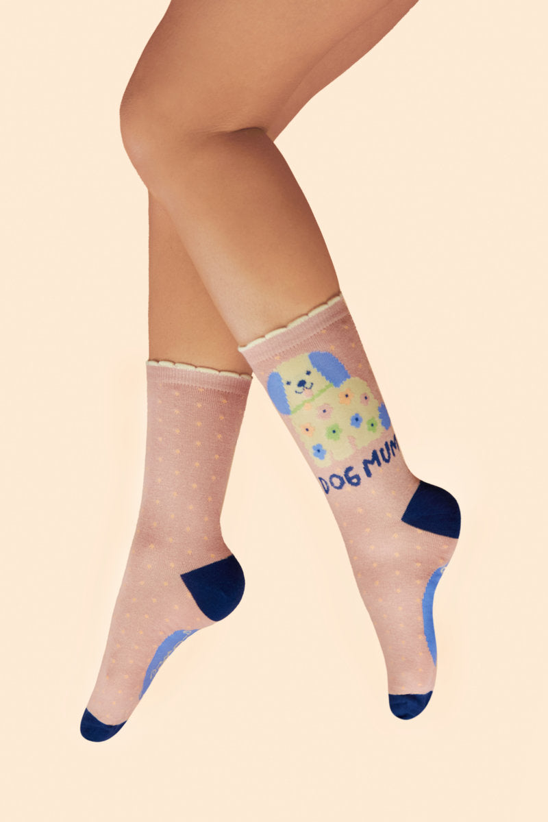 Dog Mum Ankle Socks in Petal