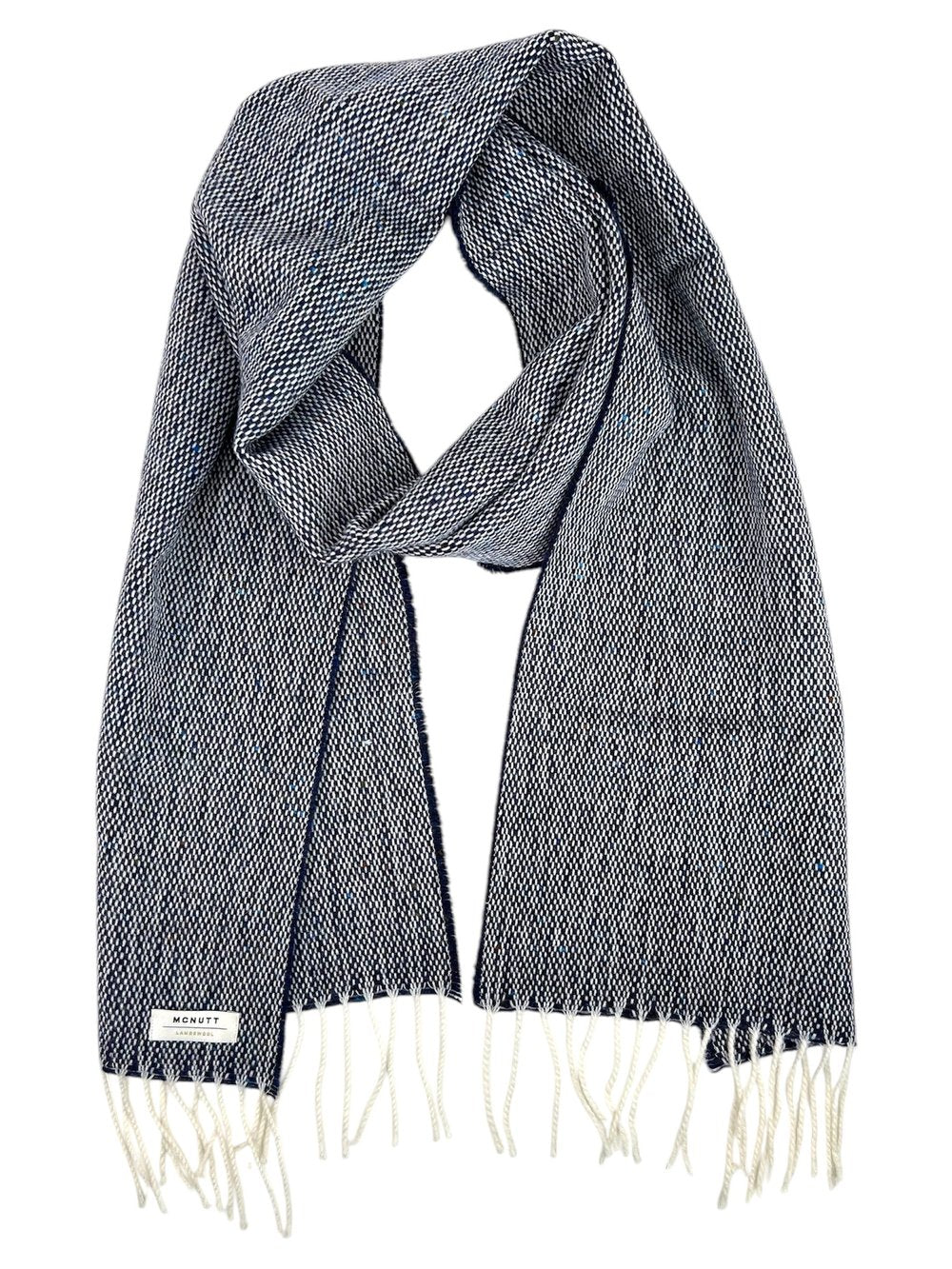 McNutt Donegal lambswool tweed scarf in Navy