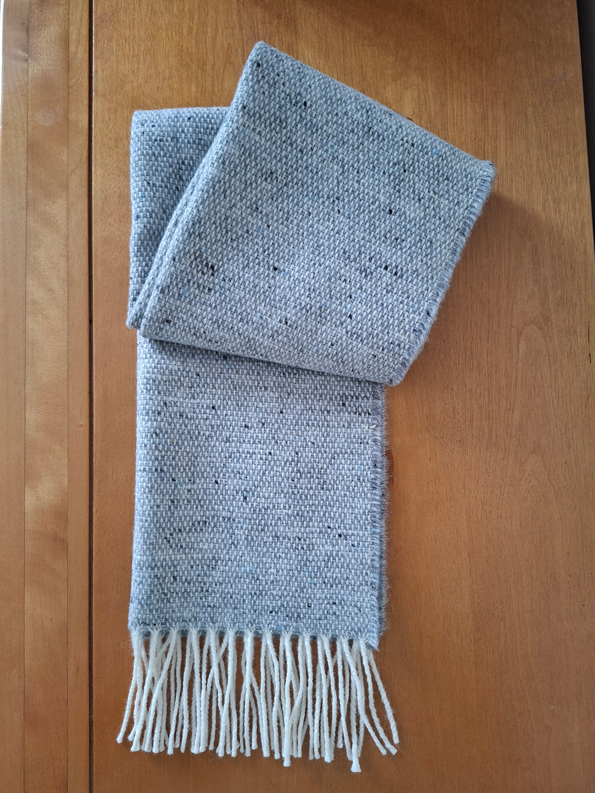 McNutt Donegal lambswool tweed scarf in light grey