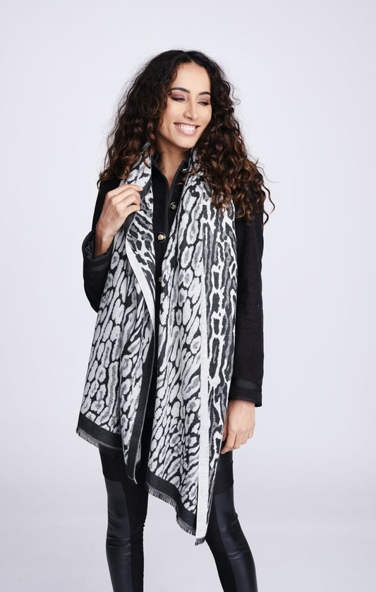 The Garcelle Scarf - Black & Grey Animal Print Winter Scarf