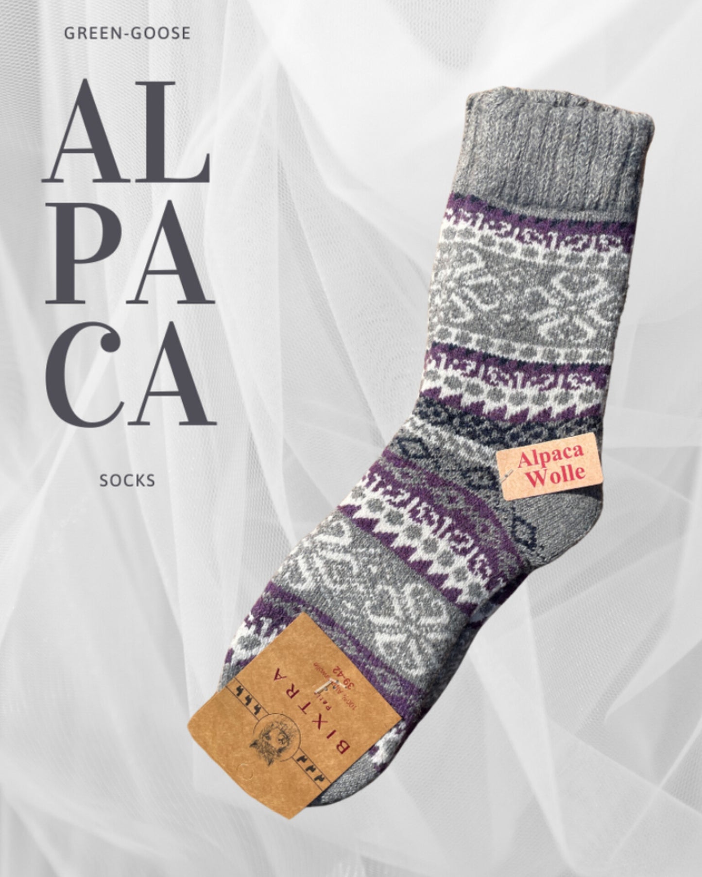 Fair Isle Alpaca Socks Size 39-42