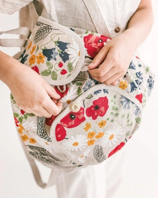 Linen Backpack with Wild Flowers Women’s Boho Rucksack by SaVa Seasons