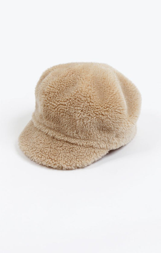 The Brielle Cap - Faux Fur in Camel