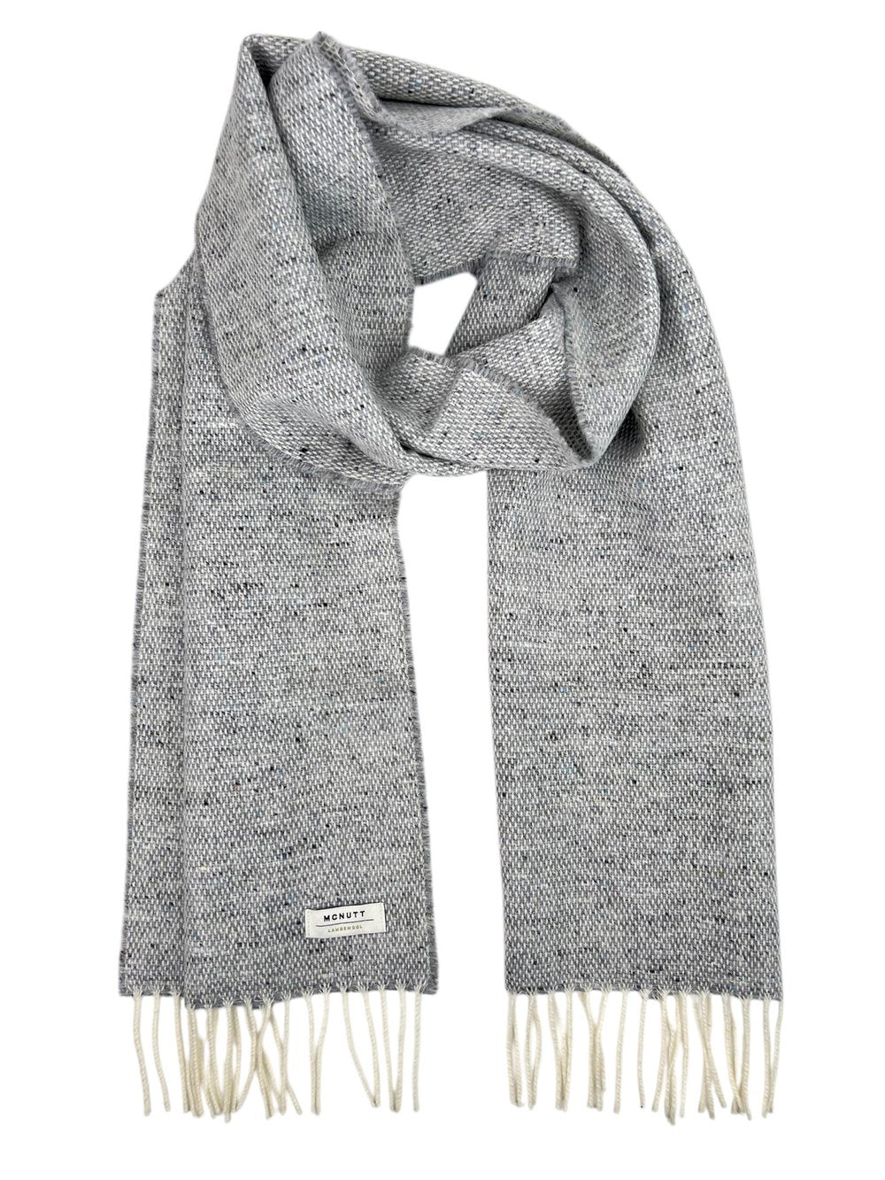 McNutt Donegal lambswool tweed scarf in Light Grey 