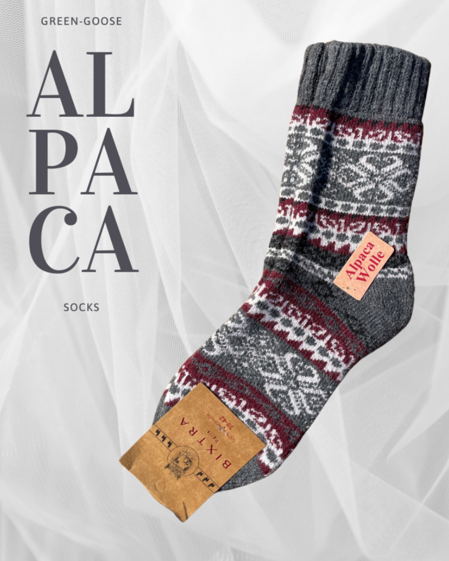 Fair Isle Alpaca Socks Size 39-42