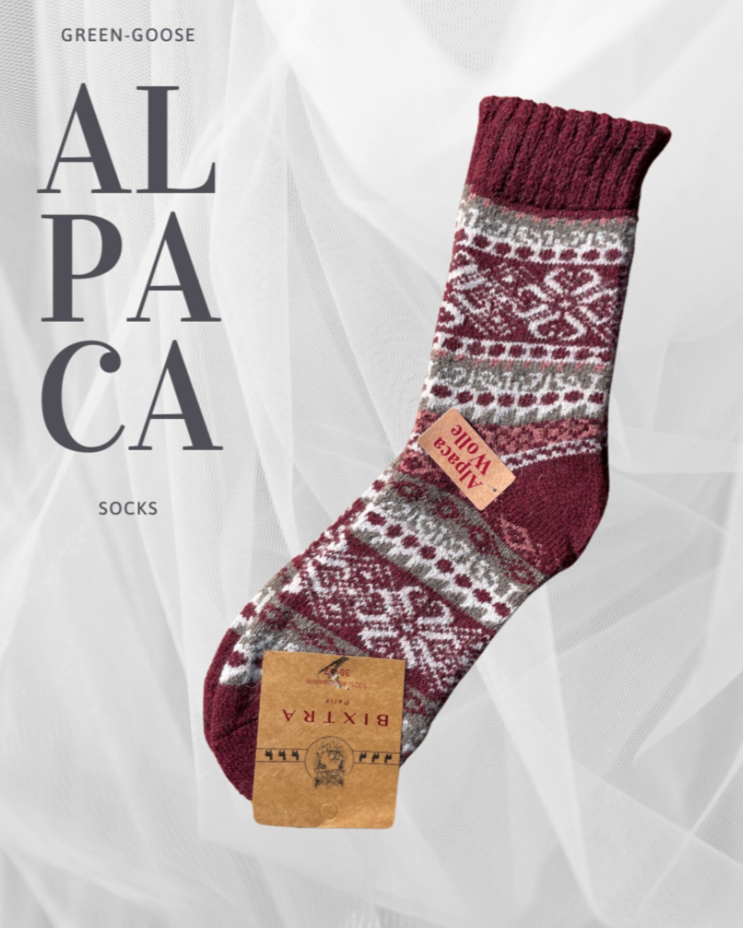 Fair Isle Alpaca Socks Size 39-42