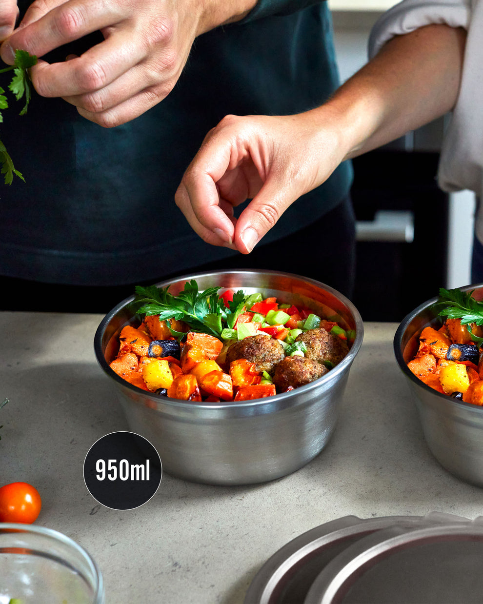 BLACK+BLUM Lunch & Prep Bowl Microwave Safe Stainless Steel - Large 950 ml