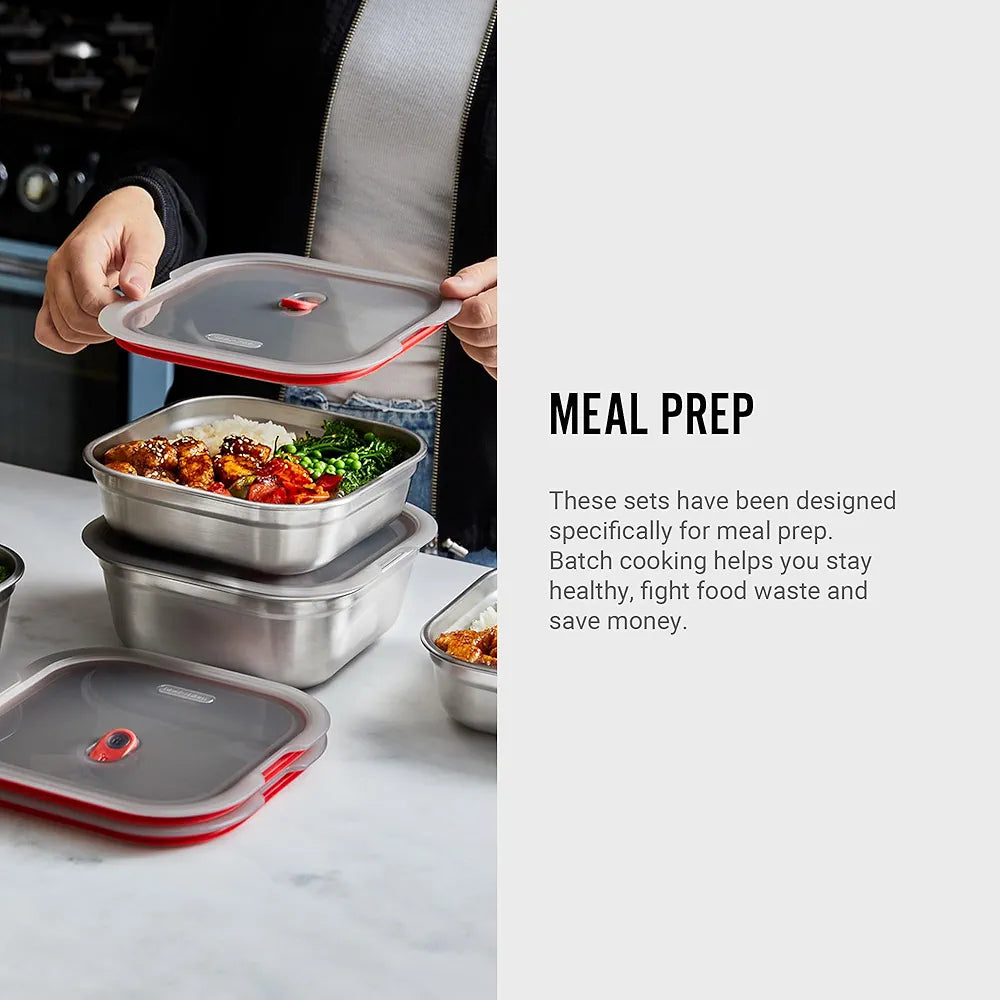 Microwavable Stainless Steel Lunch Box - Small Square, 1.1l