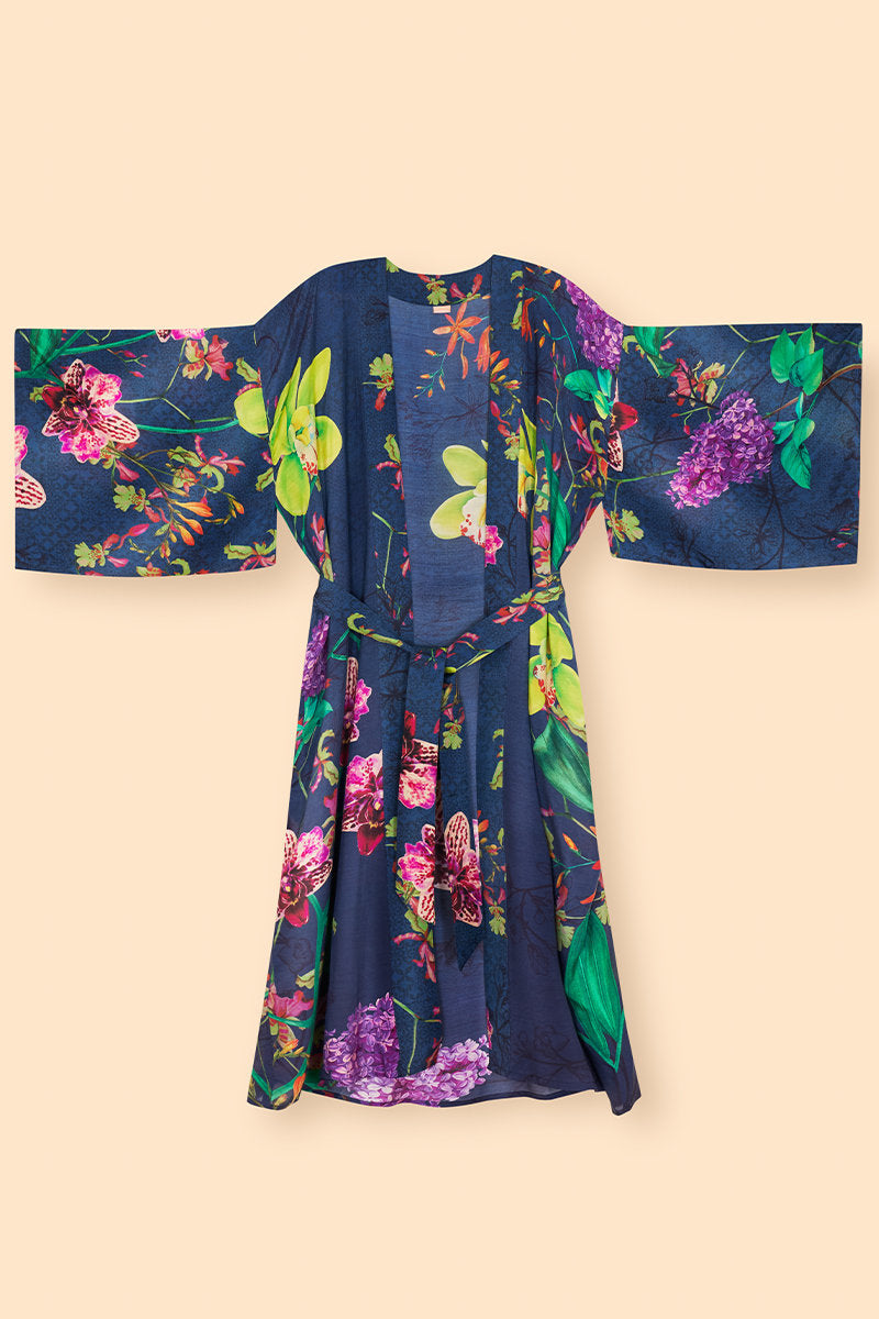 Exotic Evening in Ink Kimono Gown