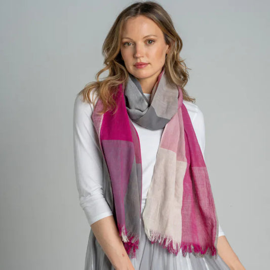 Checked Scarf Tweed Inspired Cotton by Earth Squared