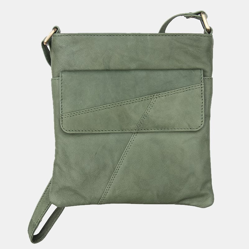 Crumble Crossbody Handbag (6550) in Sage | Real Leather