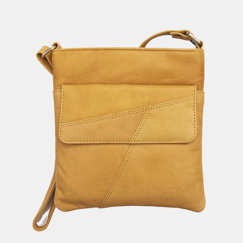 Crumble Crossbody Handbag (6550) in Mustard | Real Leather