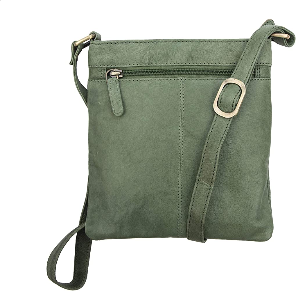 Crumble Crossbody Handbag (6550) in Sage | Real Leather