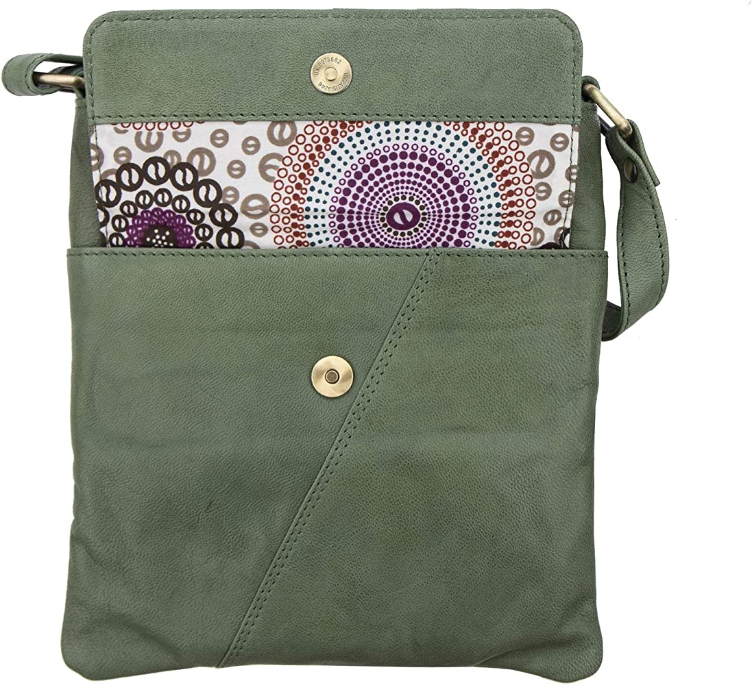 Crumble Crossbody Handbag (6550) in Sage | Real Leather