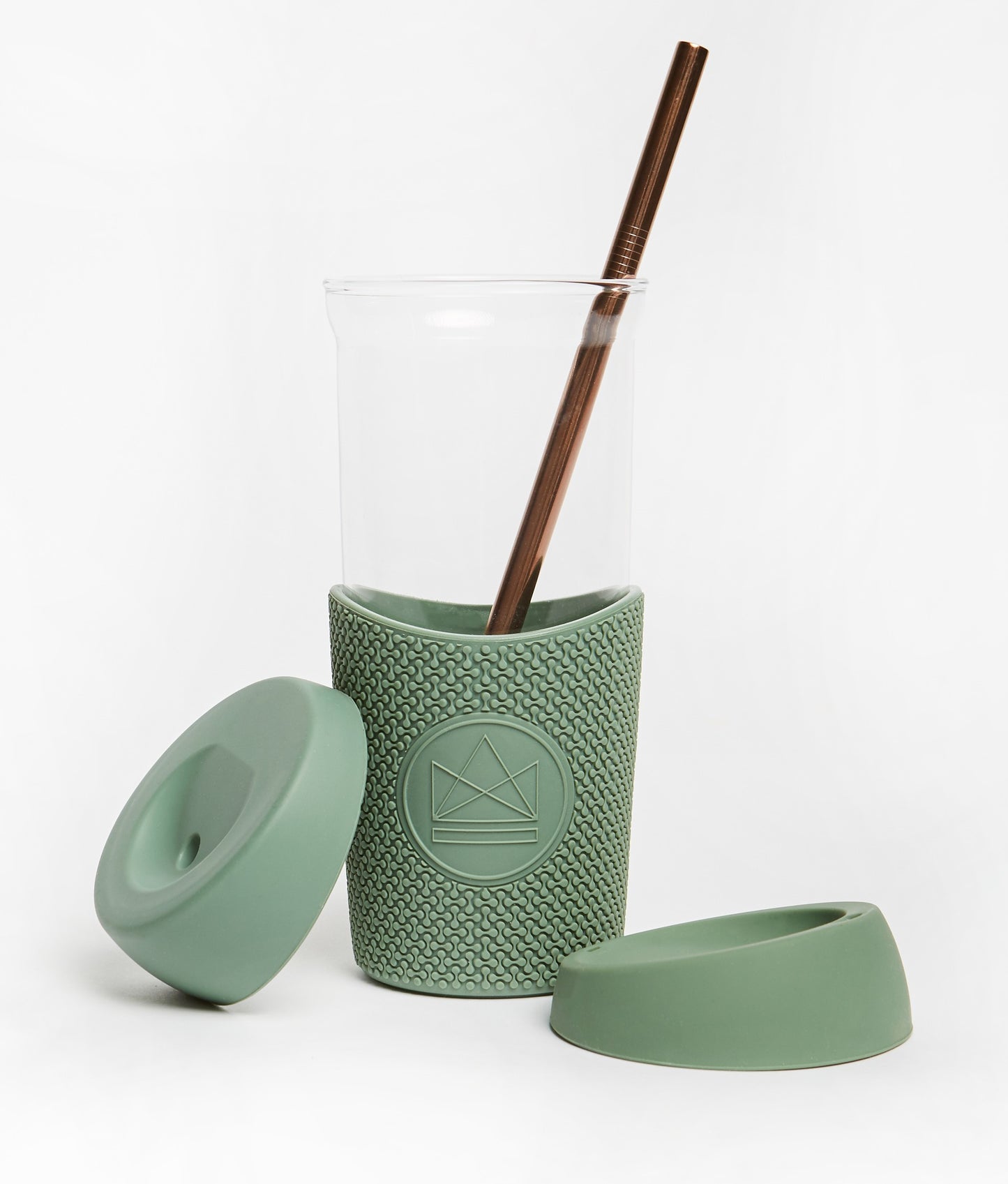 Glass Smoothie Cup (20 oz) by Neon Kactus, 2 lids, metal straw - Diamond Parrot Accessory Emporium