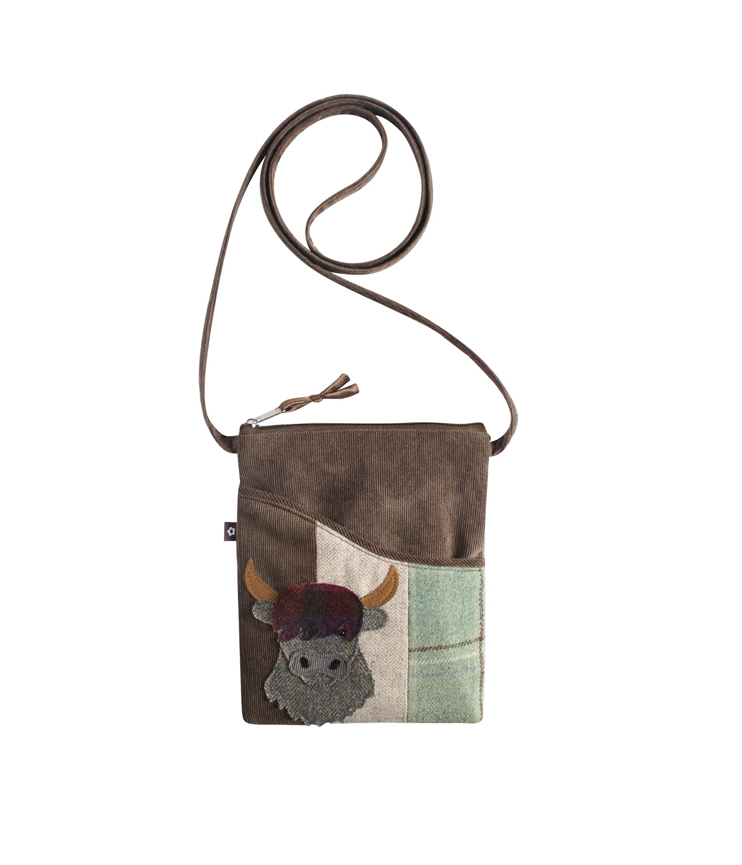 TWEED APPLIQUE SLING CROSS BODY BAG by EARTH SQUARED