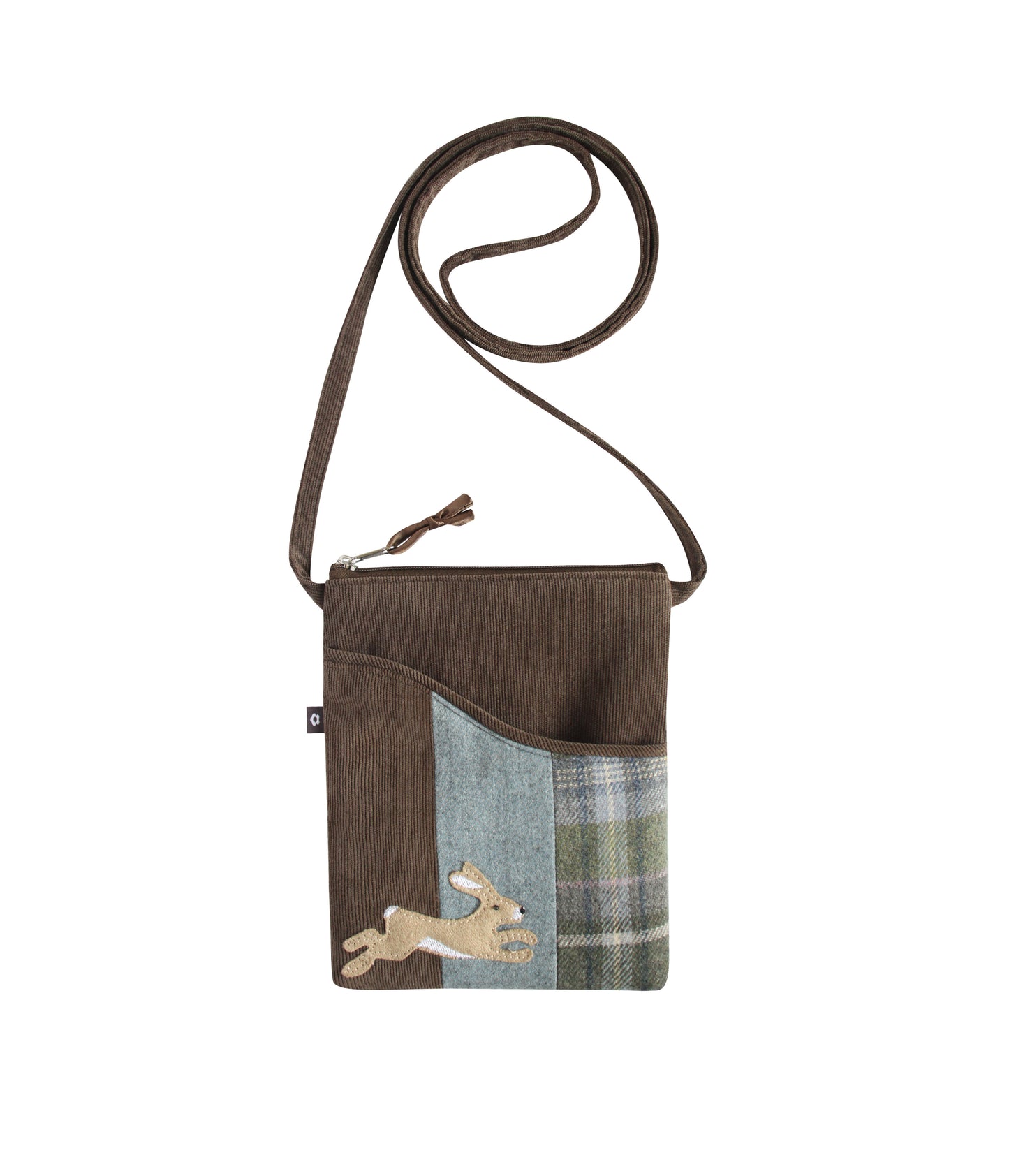 TWEED APPLIQUE SLING CROSS BODY BAG by EARTH SQUARED