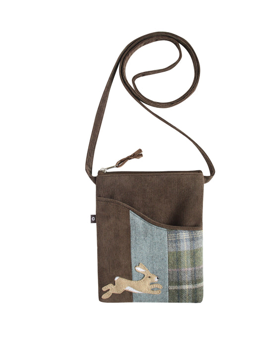 TWEED APPLIQUE SLING CROSS BODY BAG by EARTH SQUARED with SEACLIFF TWEED HARE MOTIF